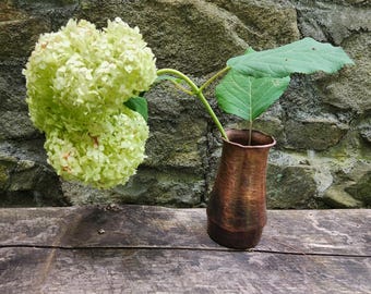 hand made Copper flower Vase. Blacksmith handmade