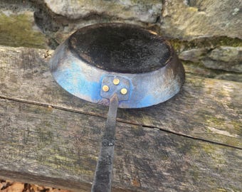 Hand forged Carbon Steel Skillet. Blacksmith handmade cookware frying pan