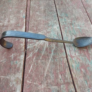 Forged steel spoon. Blacksmith hand made serving utensil.
