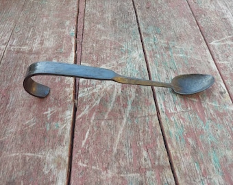 Forged steel spoon. Blacksmith hand made serving utensil.