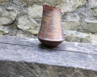 hand made copper vase. Blacksmith metalsmith handmade flower vase
