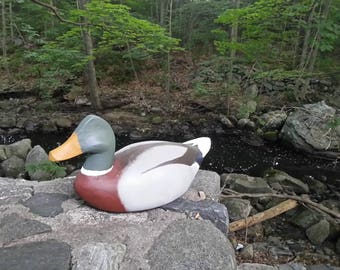 Hand carved  Drake Mallard duck hunting decoy