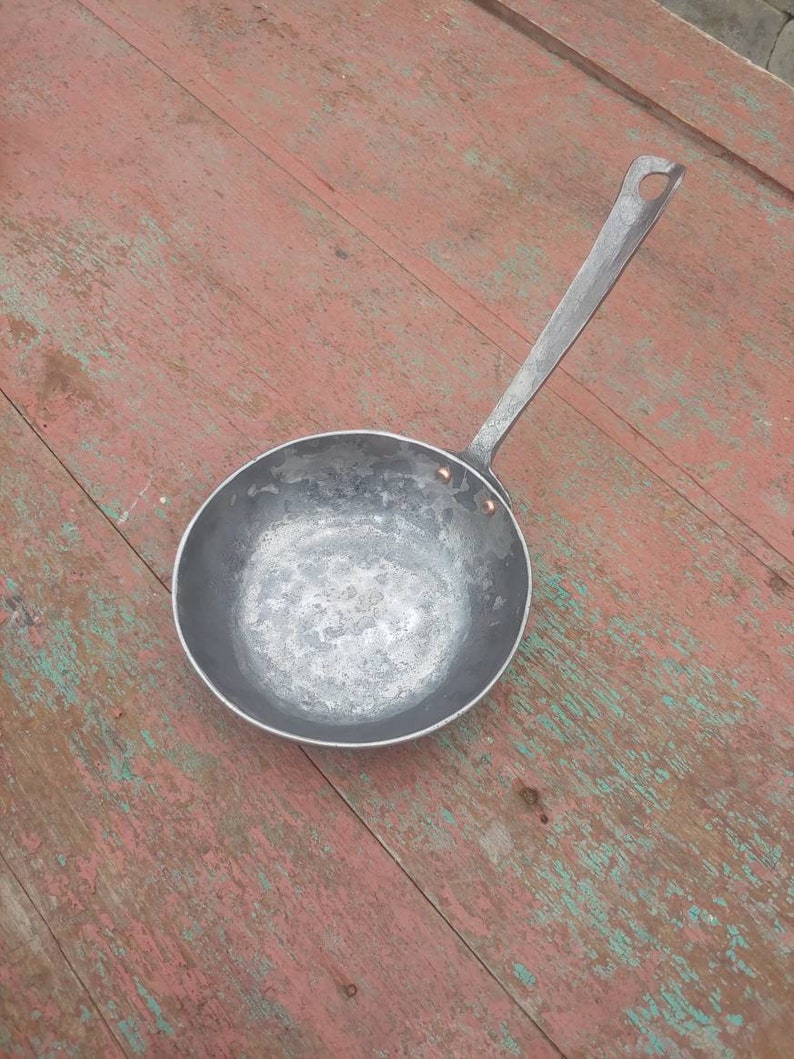 Hand forged carbon steel 7 inch skillet. Blacksmith hand made cookware