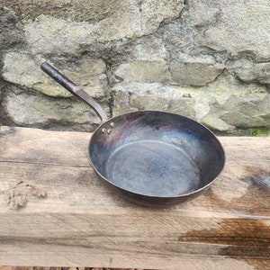 Forged carbon steel 9 inch fry pan. Blacksmith hand made