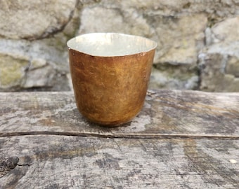 hand raised copper cup. tin lined copper