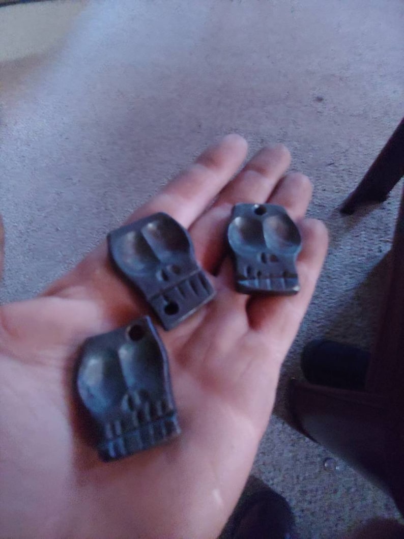 Handforged steel skull keychain fob Blacksmith hand made