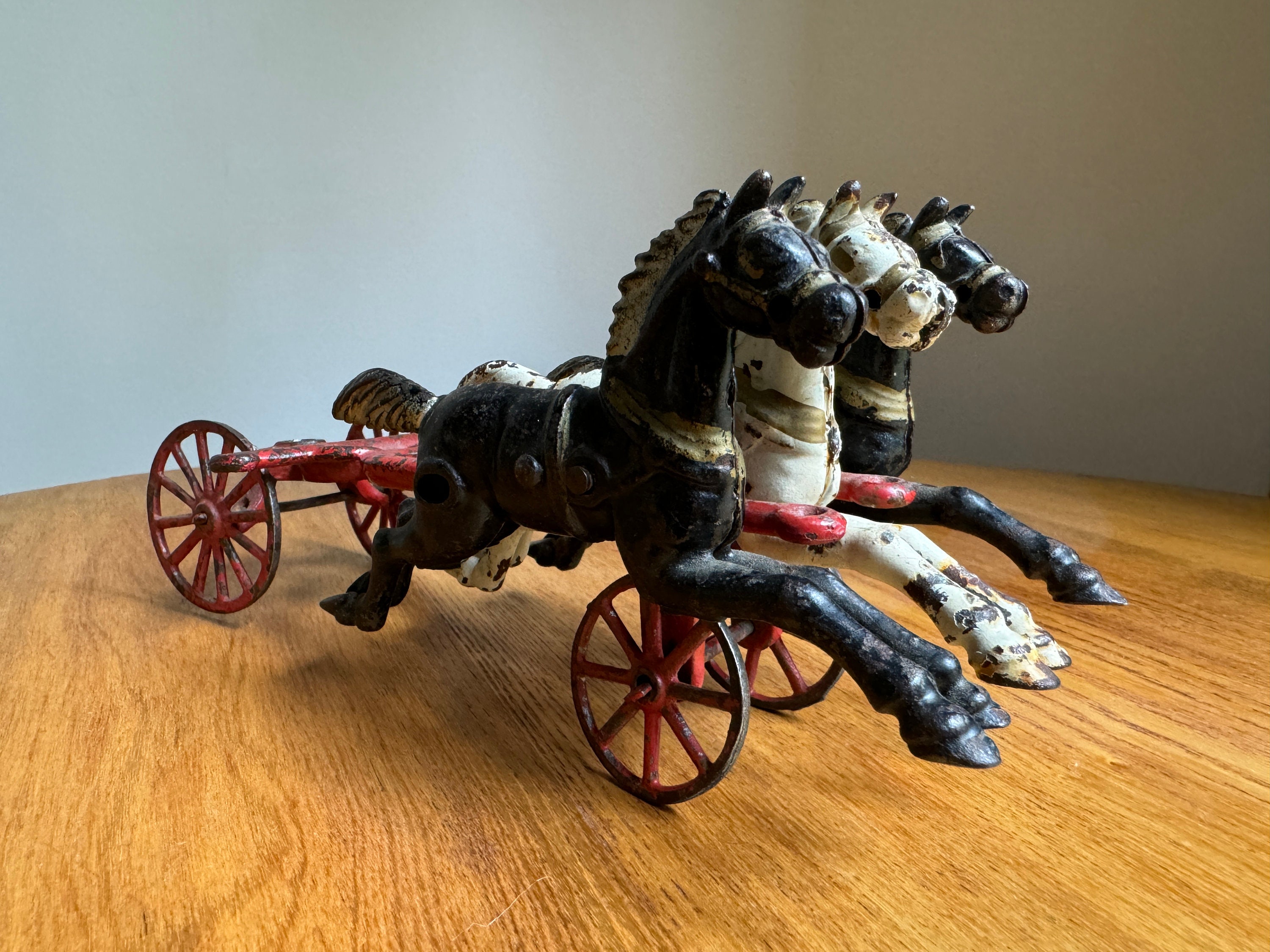 Cast iron 3 horse drawn fire wagon sale