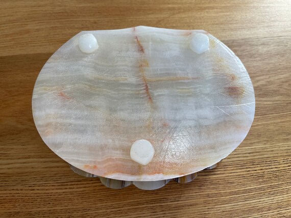 Antique Banded Agate Jewelry Box Shell Shape Trin… - image 5