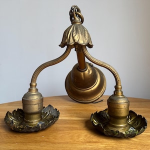Antique Art Nouveau Brass Hanging Lamp Bronze Hanging Light