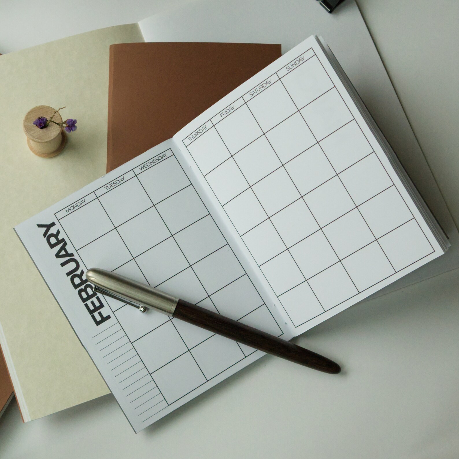 Simple undated minimalist small monthly planner calendar slim etsy