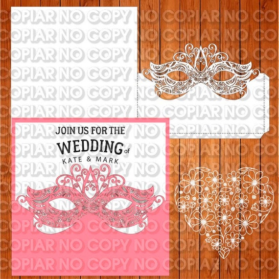 Download Free Wedding Invitation Card Template Mask Arabesque Elegant Ai Etsy SVG Cut Files