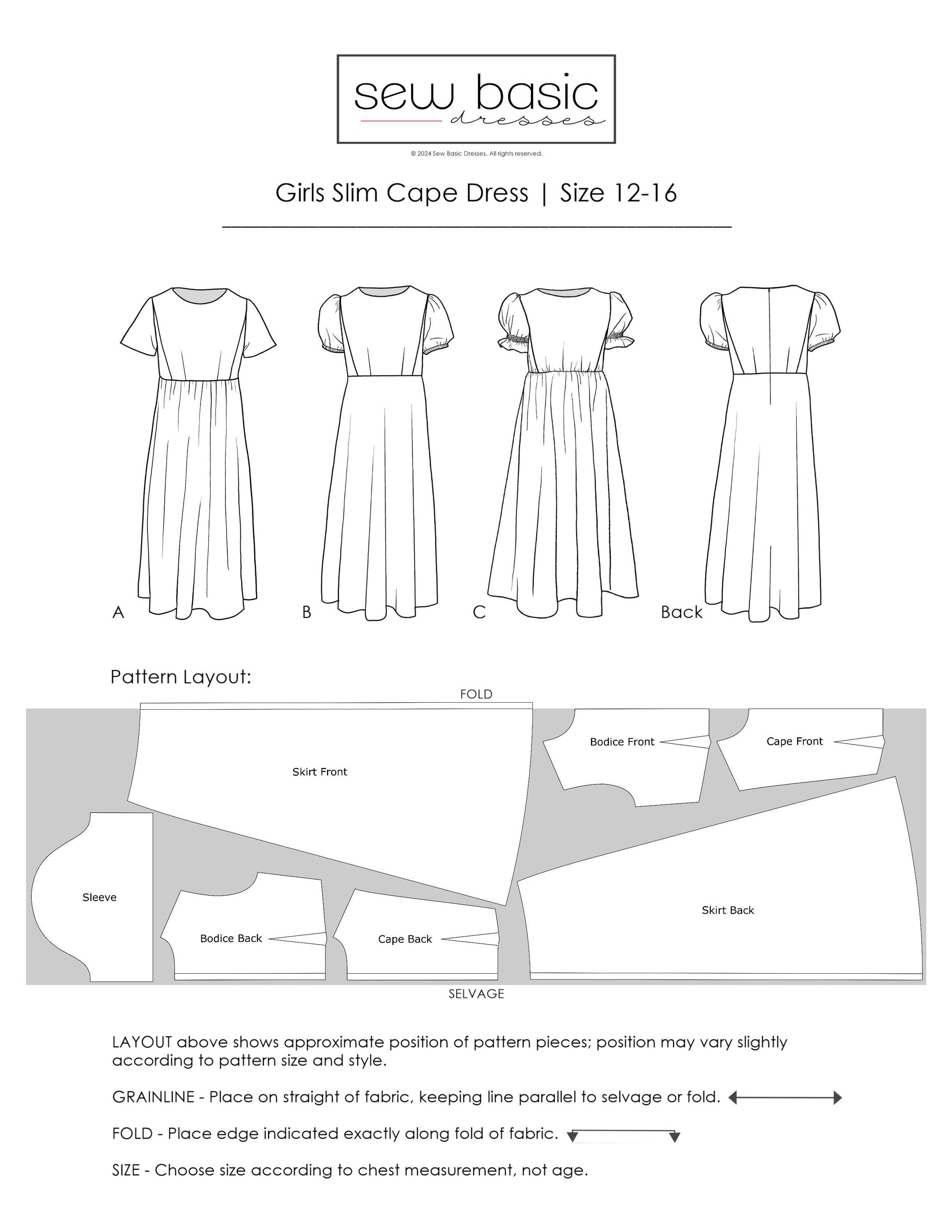 16+ Dress Easy Pattern Girls Slim Dress Pattern - Sizes 1-16 | Girls Maxi Dress | Gathered