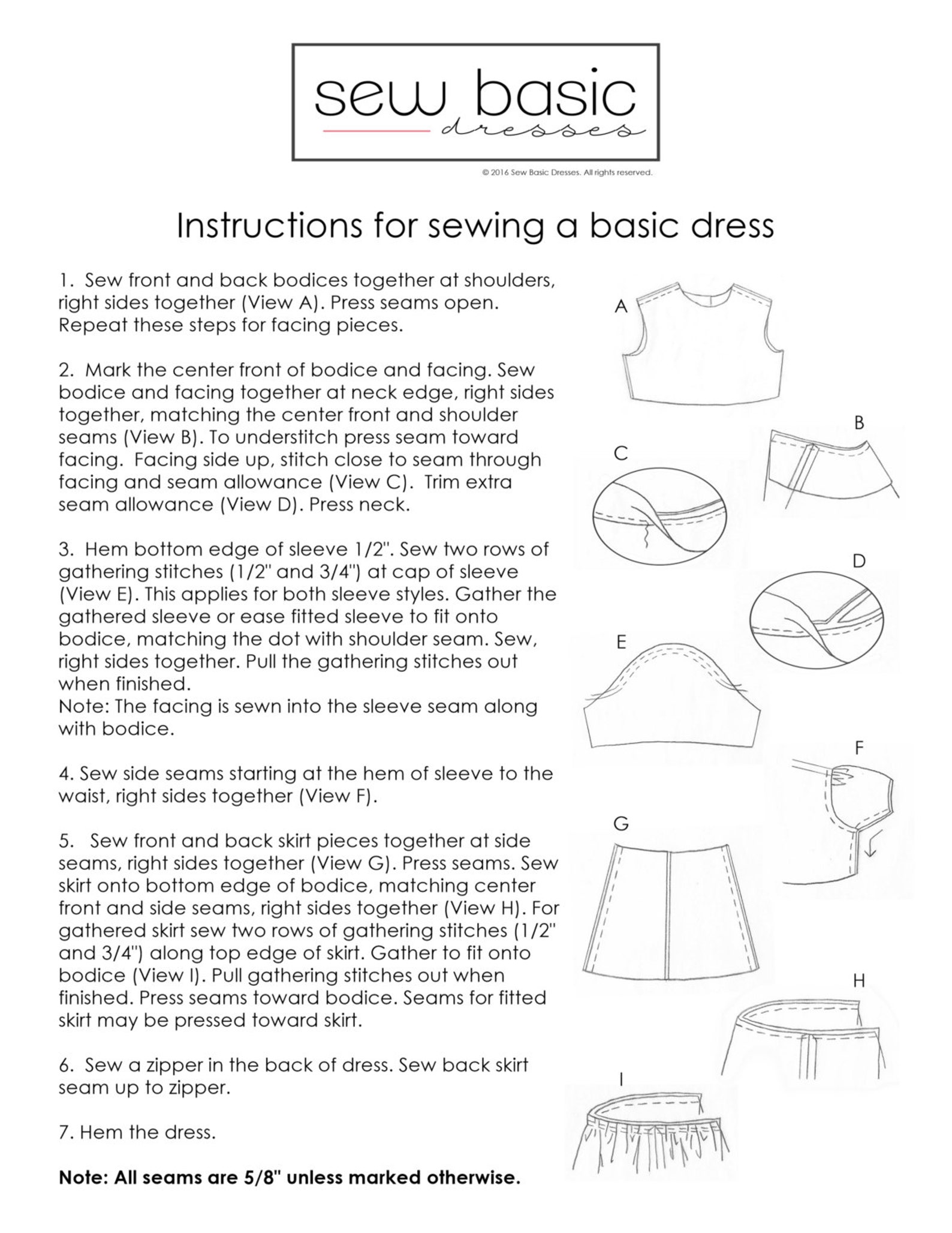 Girls' Basic Dress Pattern Sizes 12345678 Etsy