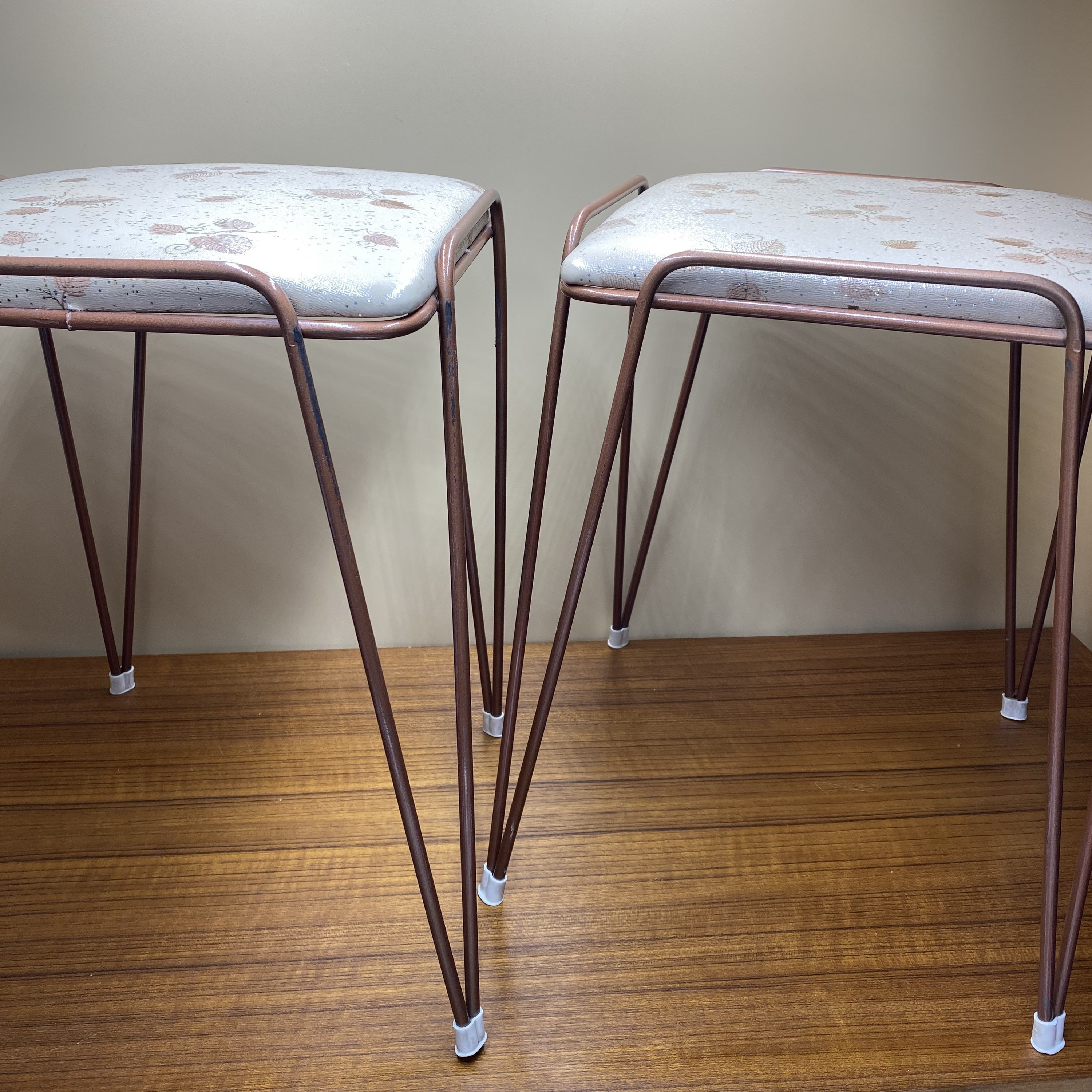 Vintage Stacking Stools Set of 3, Hairpin Leg Stools, Bronze With