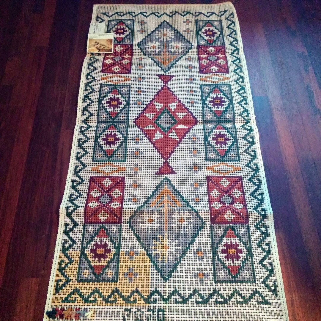 Vintage Geometric Rug Hooking Canvas Boho Rug Pattern Etsy