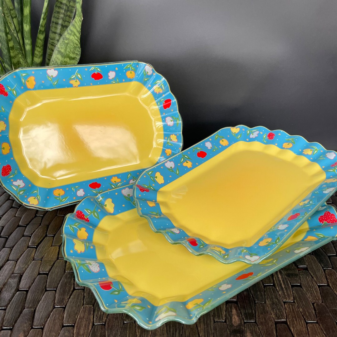 Vintage Nesting Serving Platters Set of 3 Matching Summer Etsy