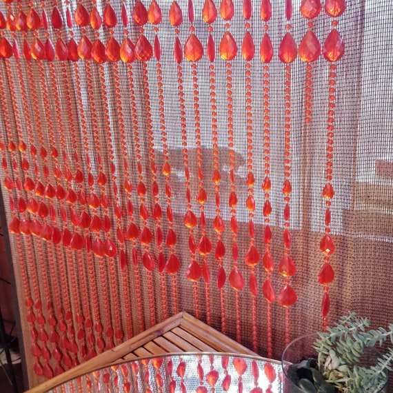 Vintage Beaded Curtain 1960 S Hippie Doorway Beads Etsy