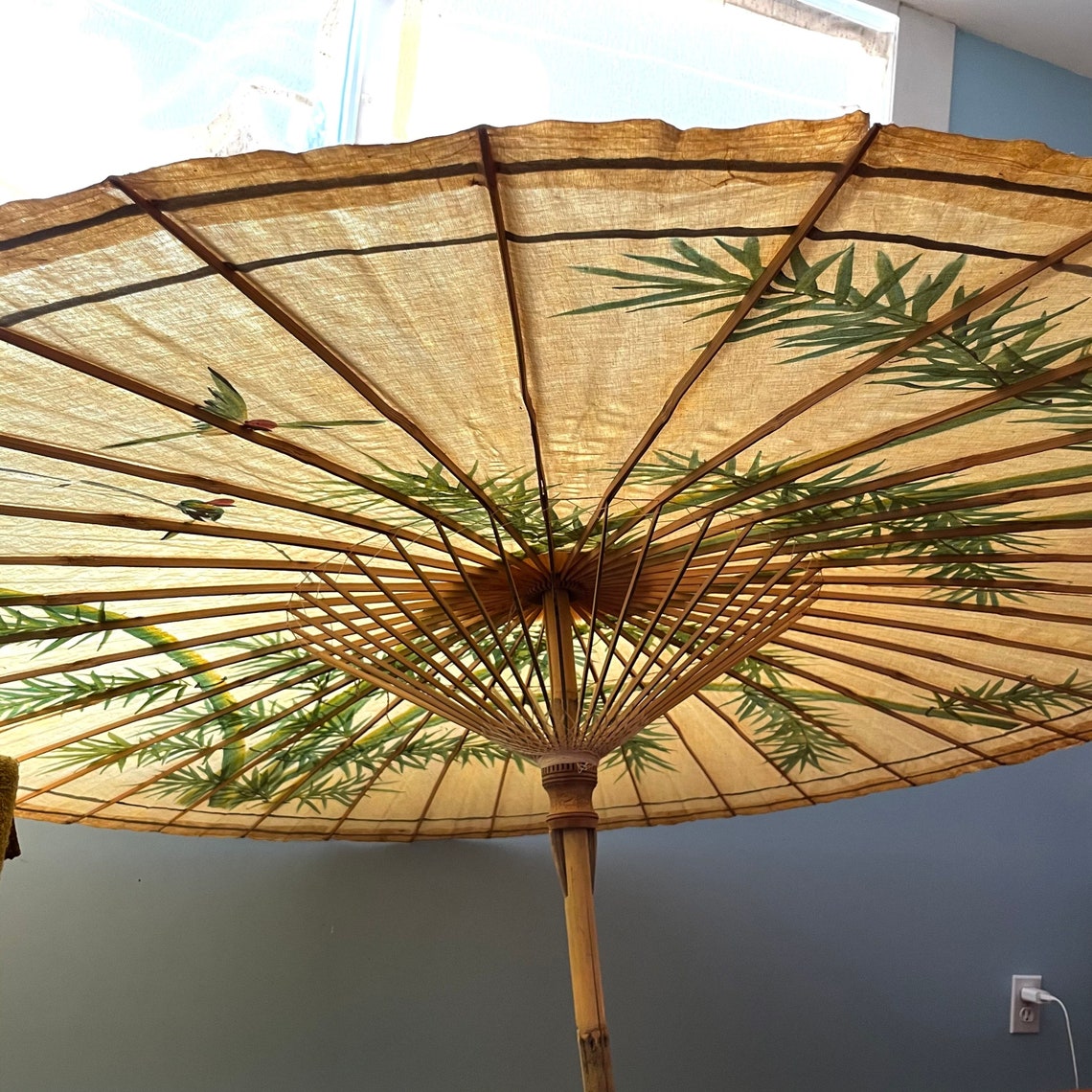 Vintage Japanese Garden Umbrella 70 Inch Opened Hand Painted Etsy