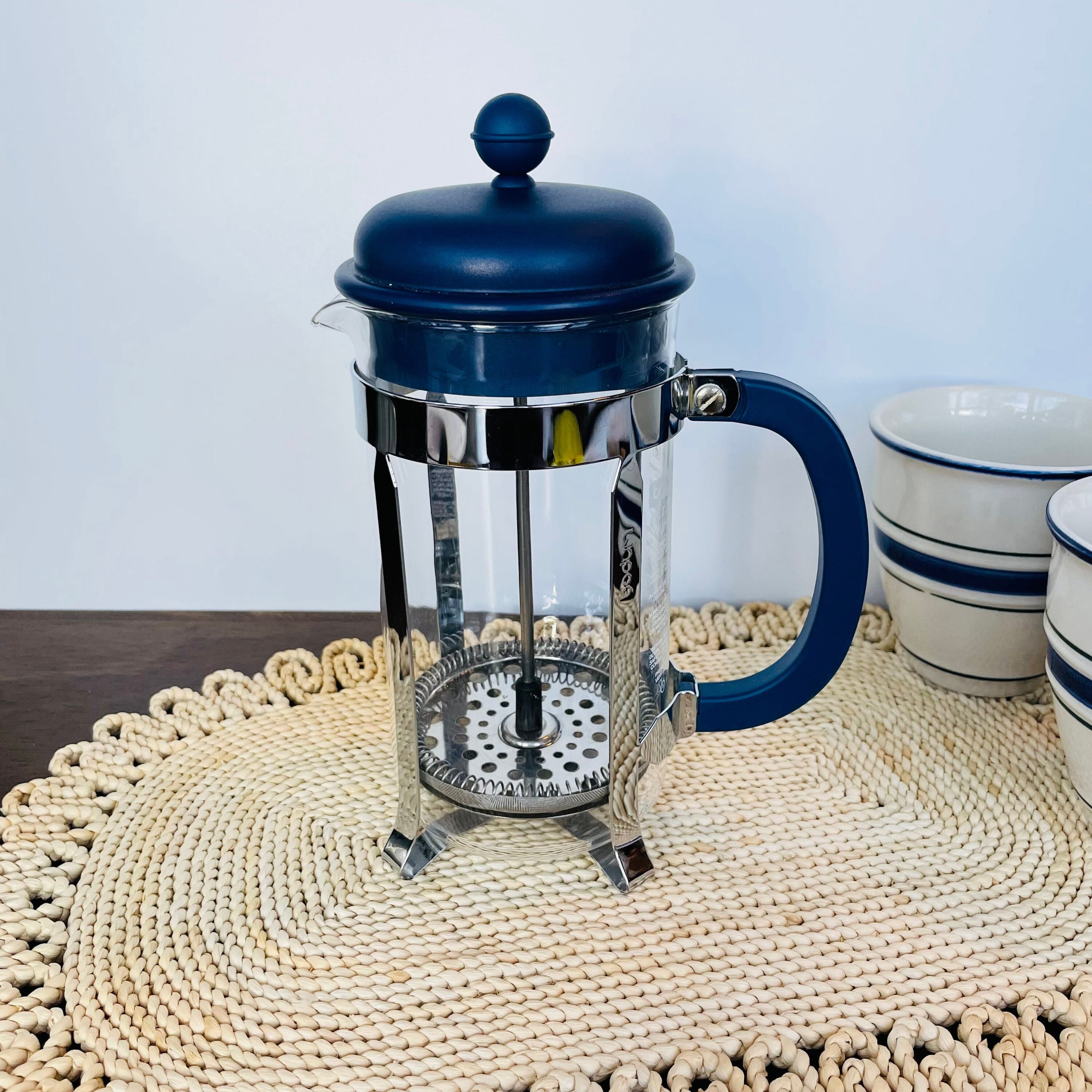 Vintage Navy Blue Bodum Chambord French Press Cafetiere 1990s Classic Bodum Bistro French Press Coffee Maker for Two Personal Coffee Pot Etsy
