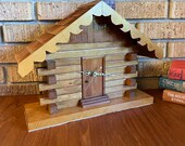 Vintage Log Cabin Mantel Clock Rustic Country Cabin Decor, Swiss Chalet Style Alpine Cabin Clock, Man Cave Cottagecore, Hunting Cabin,