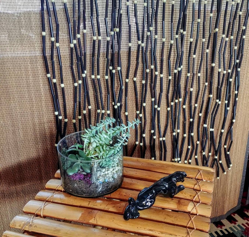 Vintage Wood Bead Curtain 1960 S Hippie Doorway Beads Etsy