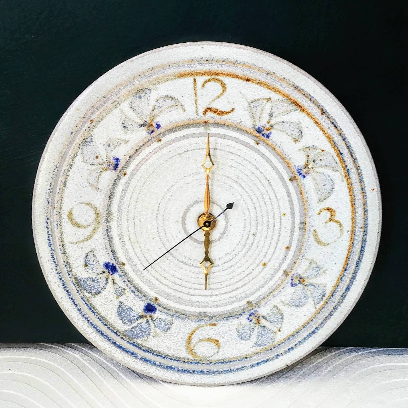 Vintage Pottery Wall Clock Original Stoneware Clock Danish Etsy