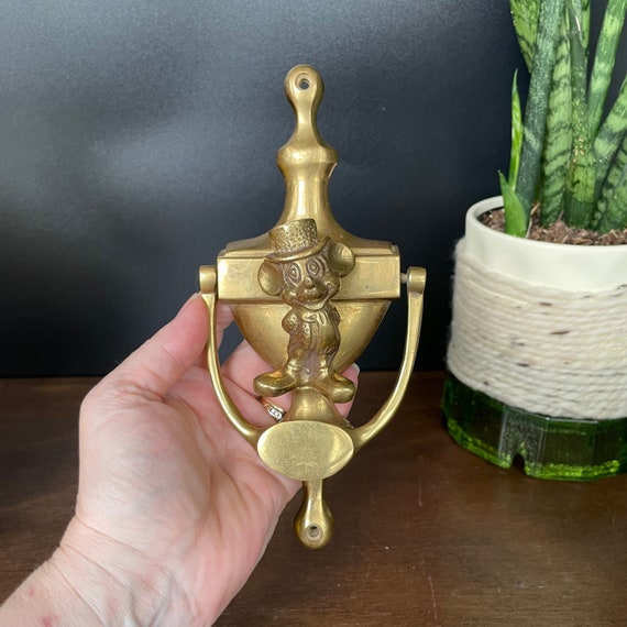 Vintage Brass Mickey Mouse Door Knocker Solid Brass Door Etsy