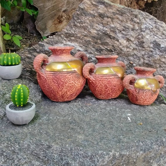 Vintage Mexican Terracotta Pottery Clay Pots Set of 3 Barro Olla