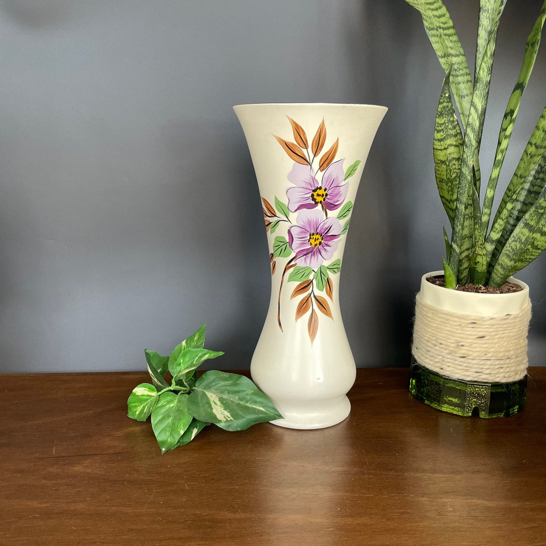 Vintage Large Art Deco Floral Vase 13.5 Inch Hertford Purple Etsy