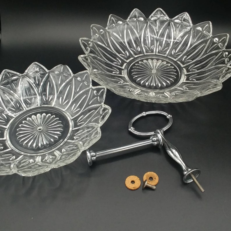 Wedding Table Decor Appetizer Sandwich Tray James Clarke Glass Two Tiered Pastry Tray Wedding Cake Dish Vintage Tiered Patisserie Tray