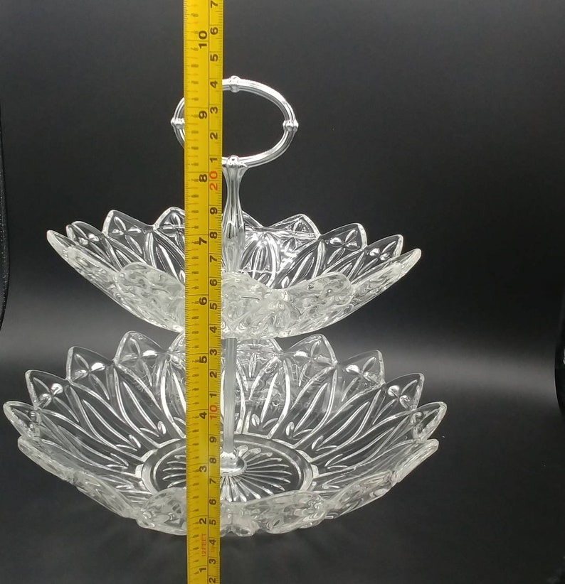 Wedding Table Decor Appetizer Sandwich Tray James Clarke Glass Two Tiered Pastry Tray Wedding Cake Dish Vintage Tiered Patisserie Tray