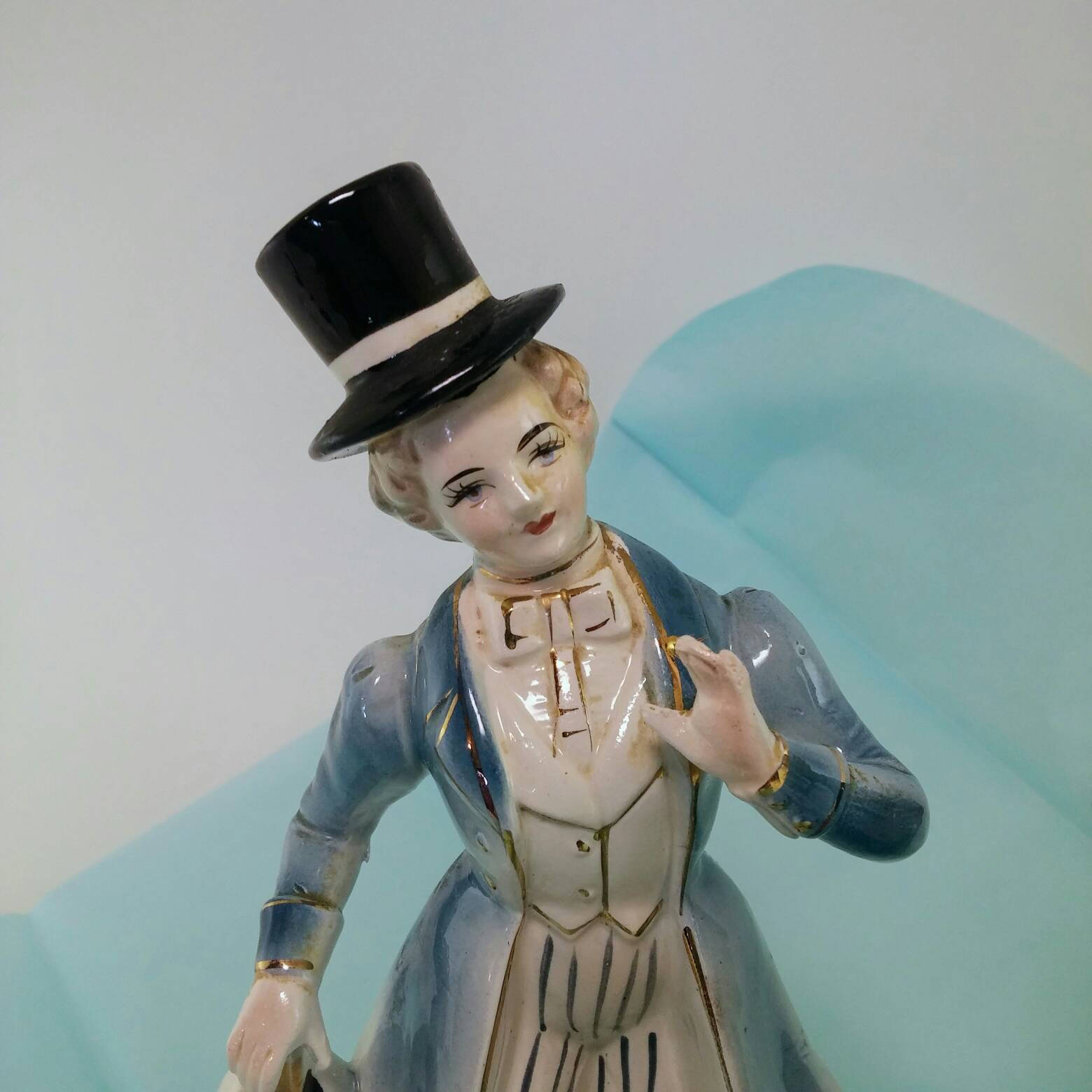 Vintage Porcelain Colonial Figurines Lady and Gentleman Etsy