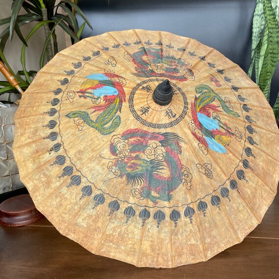 Vintage Japanese Waxed Paper Umbrella 32 Inches Opened Etsy