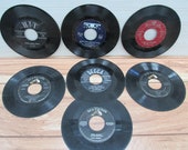 Lot of 7 Vintage Records 1950s and 1960s 45 RPM Records Elvis Presley Bing Crosby The Champs Brenda Byers RCA Victor Records