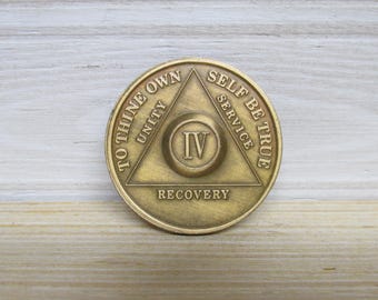 Vintage 4 Year Sobriety Coin/Medallion/AA Token/Recovery/Serenity Prayer/Unity