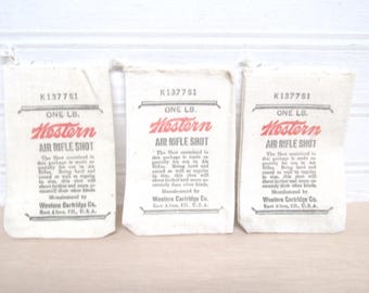 Lot of 3 Western Air Rifle Shot Ammo Pouches/1 Pound Winchester Canvas Bags