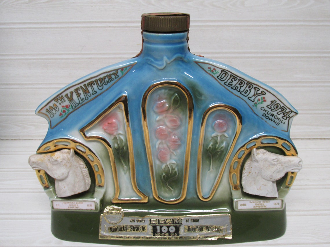 Jim Beam Whiskey Decanter/Ceramic 100th Kentucky Derby Horse Etsy