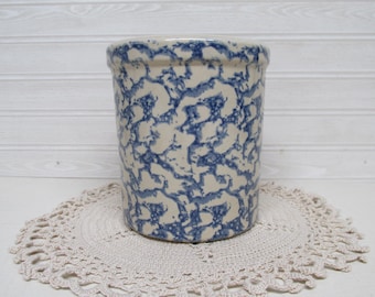 Roseville Ohio Stoneware/Blue Spatterware 1 Quart High Jar R.R.P.