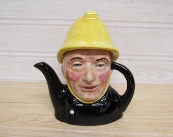 Handpainted Artone Pottery Mini Teapot/Fireman Toby Teapot/Made in England