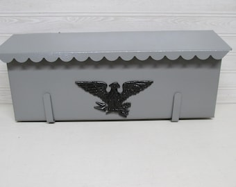 Vintage Metal Mailbox/Mid Century Eagle Emblem with Pulldown Newspaper/Magazine Holder