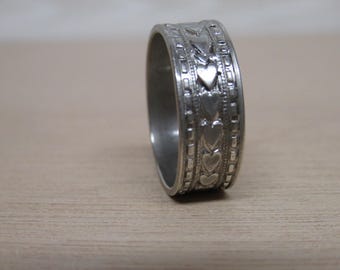 Sterling Silver Hearts Ring Size 8.5/Sweetheart Ring
