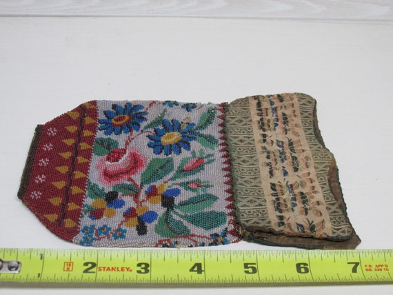 Vintage Beaded Pouch/Purse in a  Floral Design/Fl… - image 7