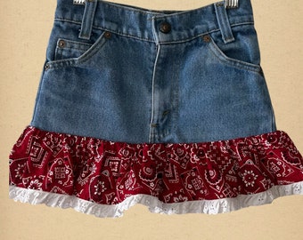 Vintage 70s Orange Tab Levi's Bandana Skirt, Size estimate 5t ?