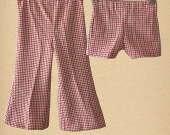 Vintage 70s Plaid Flared Pants & Shorts, Size estimate 2t ?