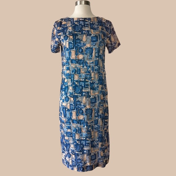 Vintage 60s Dress : Mod, Patterned, Abstract, Shi… - image 1
