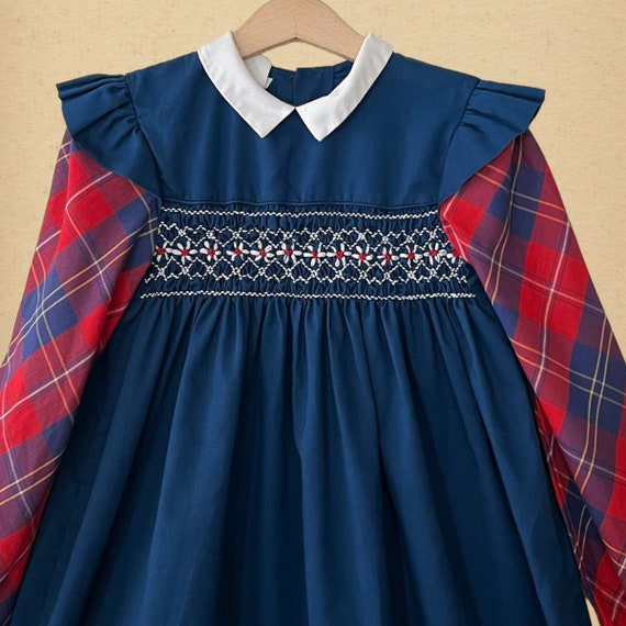 Vintage Polly Flinders Plaid Smocked Girls Dress … - image 2
