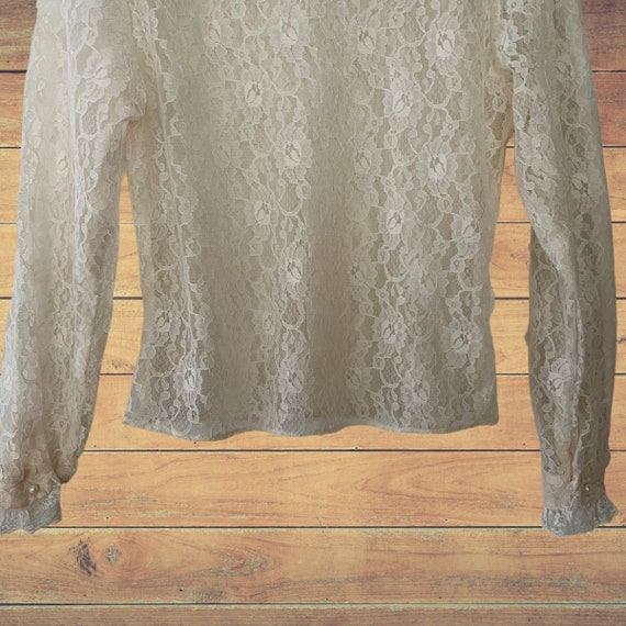 Vintage Ivory White Lace Victorian Blouse/ Vintag… - image 9