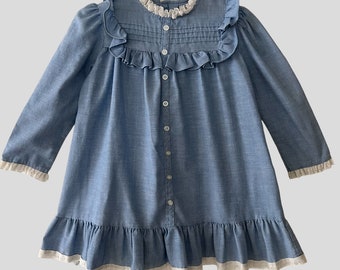 Vintage 70s Toddler Girls Prairie Western Dress 3t 4t