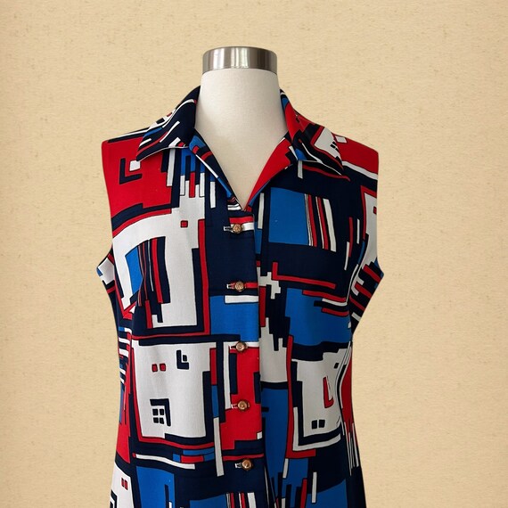 Women's Vintage 70s Mod Geometric Abstract Shift … - image 2