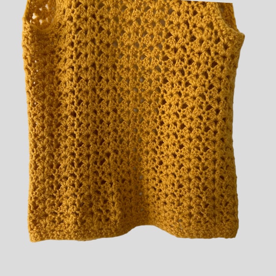 Vintage Kids Marigold Yellow Crochet Open Cardiga… - image 6